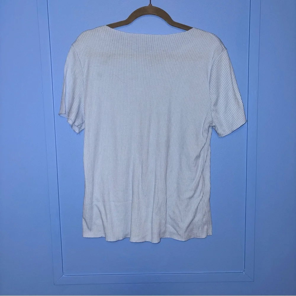 Blue Short Sleeve Top with Ribbon Accents - Women’s Size XL​ - Picture 2 of 5